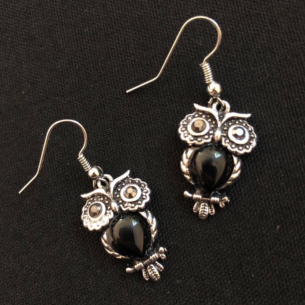 Matching jewelry set owl necklace bracelet earrings - Picture 3 of 11